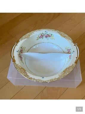 Noritake Elegant Floral Divided Bowl with Gold Accents